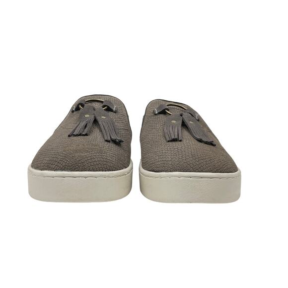 Spenco | 7.5D Bindie Orthotic Gray Snake Skin Embossed Suede Slip-on Slide Clogs - Picture 3 of 13